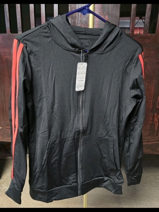 LYDAA Jackets & Blazers - LYDAA Black Zip-Up Jacket with Subtle Red Logo Tag